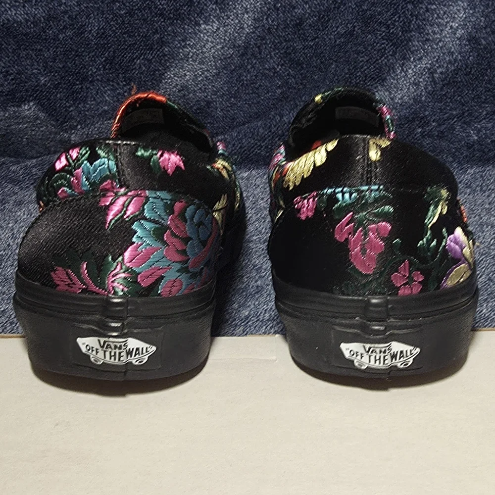 Limited Edition Vans Slip-Ons with Colorful Floral Embroidery (Festival Satin) - Picture 4 of 7